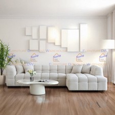 Luxury Trissa Bubble Right Hand Corner Oatmeal Beige Boucle Tufted Chunky Sofa