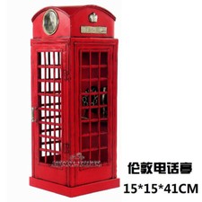 Christmas Gift British London Red Old Telephone Box Model Iron Antique **