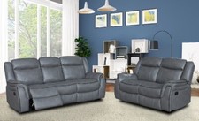 Grey Leather Gel Recliner 3 Seater 2 Seat or Armchair Sofa Suite CLIFTON