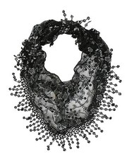 Central Chic Stunning Vintage Antique Lace Triangle Scarf With Drop Lace Tassels