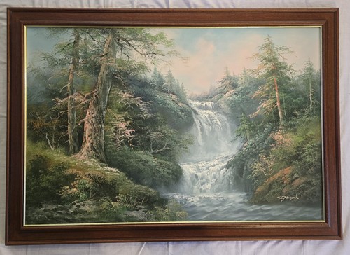 Large oil painting waterfall - oil,