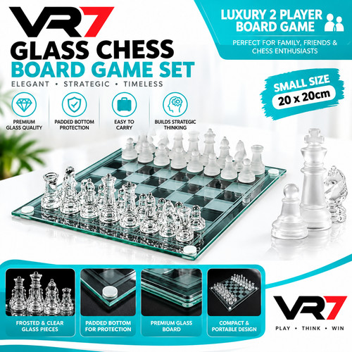 Glass chess set traditional - chess,