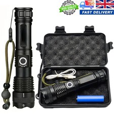 Telescopic Zoom High Powered Super Bright Flashlight LED Rechargeable Torch Lamp