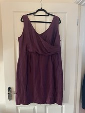 Kaliko Ladies Plus Purple Linen Sleeveless Knee Length Occasion Party Dress 20