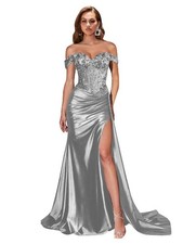 Lace Applique Satin Prom