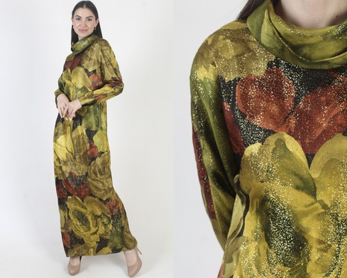 Vtg 60s metallic floral - 60s,