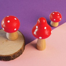  12 Pcs Wooden Mushroom