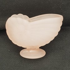 Art Deco Art Glass Nautilus Shell Sowerby Glass Bowl Vase Pink Frosted