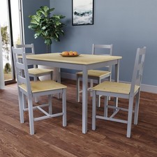 SALE 4 Seater Dining Set Solid Wood Pine Grey & Pine