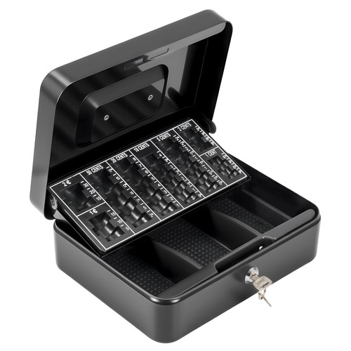 Black metal cash box inches - box,