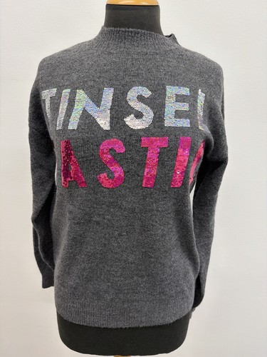 Grey sequin slogan - sequin, jumper