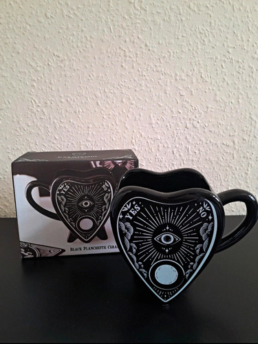 Black planchette ceramic heart - black,