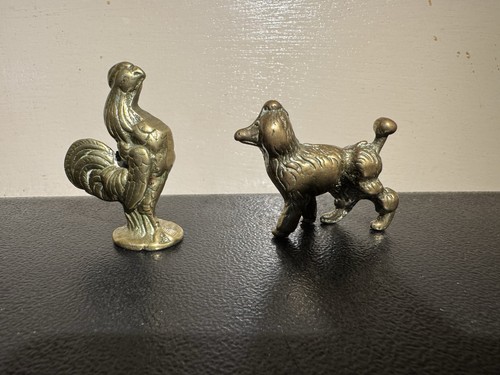 Vintage brass poodle dog - dog, and