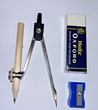 Drawing Compass. HELIX Metal Compass + Eraser + Free Pencil + Sharpener.