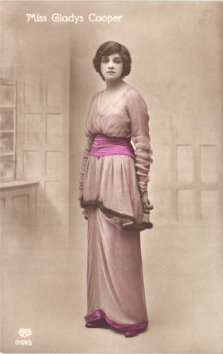 Pink dress lady c1910 - lady, postcard