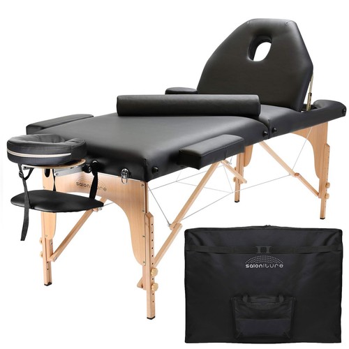 Portable black massage table - black,