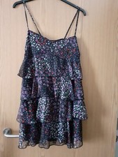 Black dress with purple and red small flowers. Rara style. Size 12