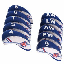 10Pcs Golf Club Iron Head Covers Protector Putter Headcover Set Neoprene British