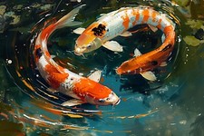 Japanese Koi Carp Fish Canvas
