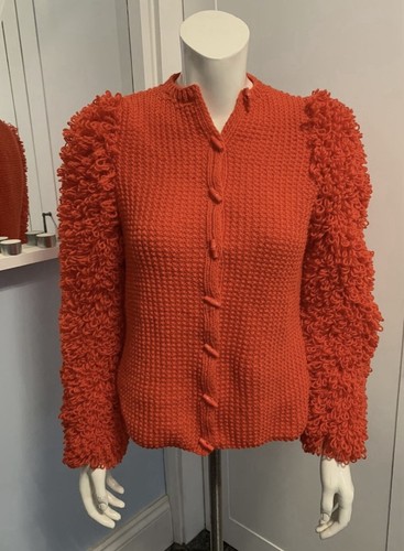 Hand knitted red - red, jacket