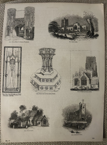 Antique print church - antique,