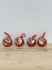 X4 Vintage Retro Foil Christmas tree Baubles paper Mache Kitsch Santa Designs
