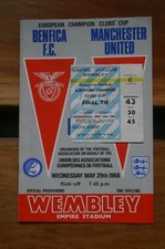 Benfica v Man Utd 1968 European Cup Final Programme and Ticket