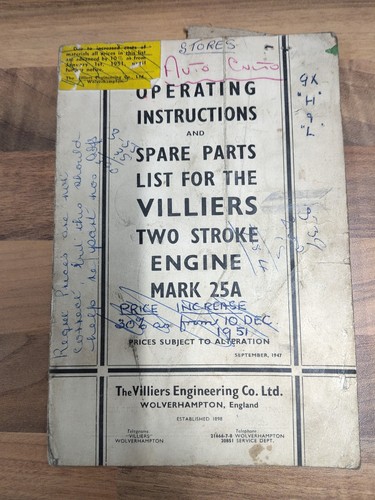 Villiers mark 25a operating - villiers,