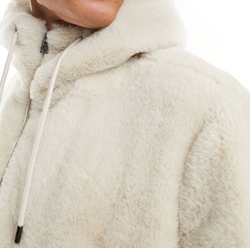 Mens faux fur hoodie - faux,