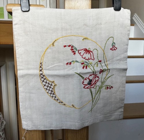 Hand embroidered linen - linen, slip