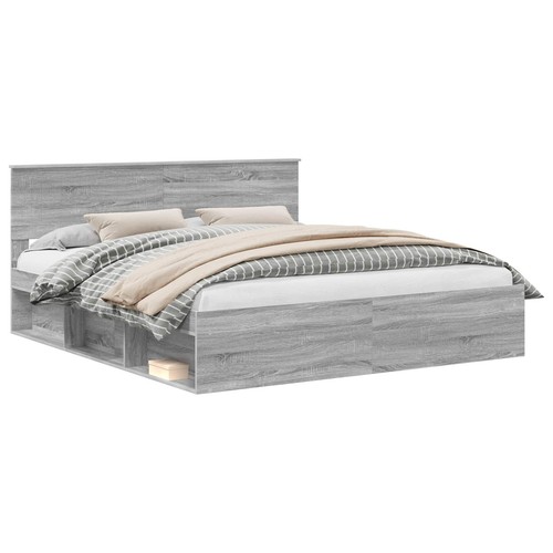 Bed frame with - headboard, solid