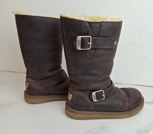 Brown leather ugg kensington - brown,