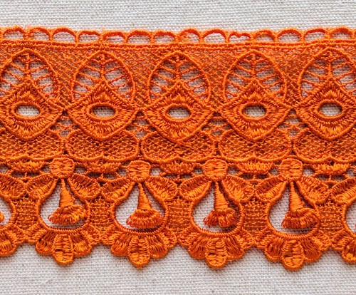Orange crochet guipure trim - guipure,