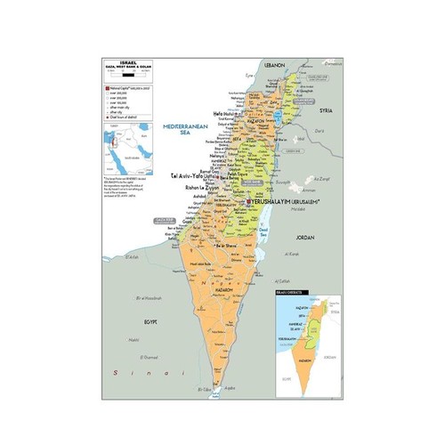 Israel map regional wall - israel,