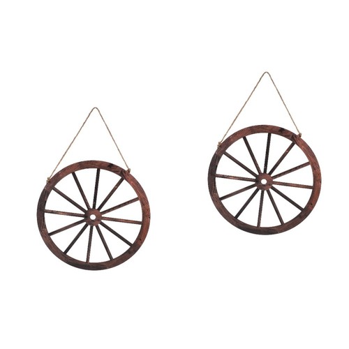 Brown wooden wagon wheel - brown,