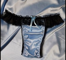 SALEBaby blue SATIN Black Lace