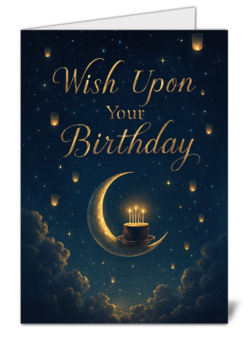 Celestial moon birthday card - celestial,