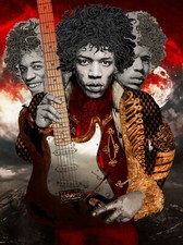 Jimi Hendrix art print - Triple Portrait. Guitar Legend Poster Art Print. 