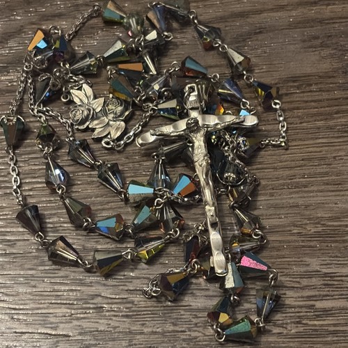 Vtg sterling silver rosary - vtg,