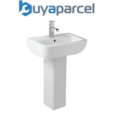Options 600 550mm 1TH Basin Sink Full Pedestal Bathroom Cloakroom White Square