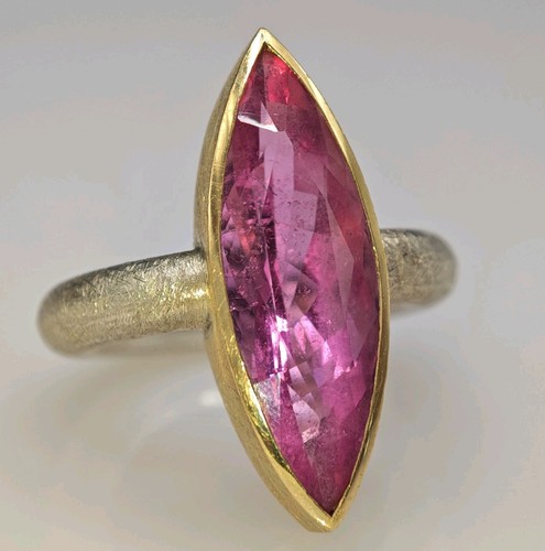 22ct gold silver marquis ring - silver,