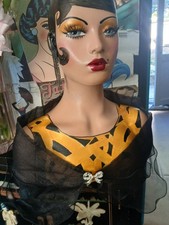 Stunning flapper lady Mannequin head Painted   in the style of Josephine baker