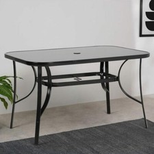 Balcony Coffee Shop Table and Chairs Garden Patio Dining Table w/ Parasol Hole