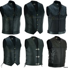 Biker Leather Waistcoat Men's Cut Motorcycle Black Various Club Bikers Vests