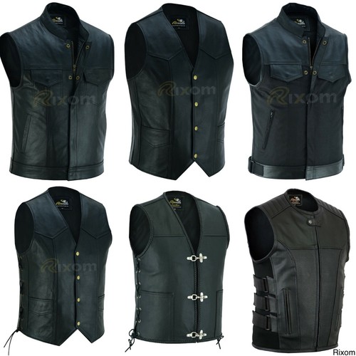 Biker leather waistcoat men - biker,