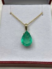 3.00 Ct Pear Cut  Green Emerald Pendant Necklace W/18" 925 Sterling Silver