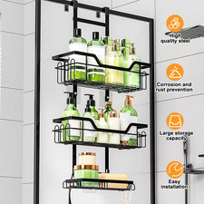 3 Tier OverDoor Shower Screen Hanging Caddy Rack Non Rusty Bathroom Storage Tidy