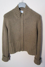 BRORA  12 100% Cashmere Zip Up Light Brown Cardigan
