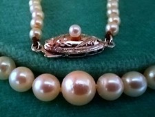 Antique Or Vintage Cultured Pearls Necklace Sterling Ornate Clasp