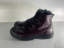 Palladium Women's Burgundy Faux Leather Lace Up Ankle Boots Shoes UK 4 EU 37 -B7